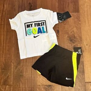 NWT Nike 2 piece baby toddler outfit 12 months SS T-shirt shorts goal